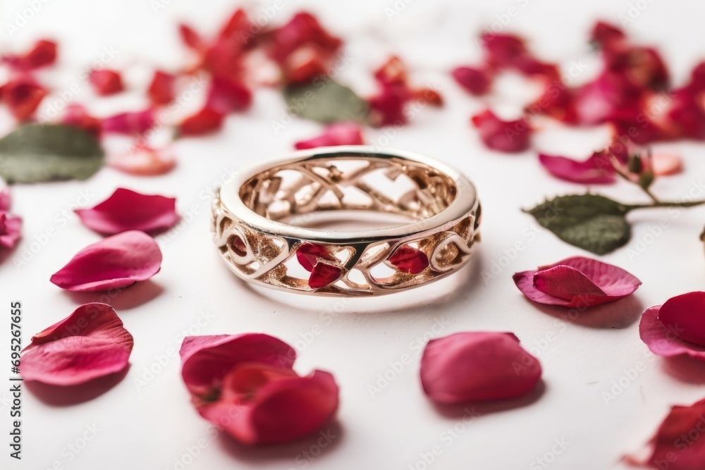 rose petals and ring rose petals and ring