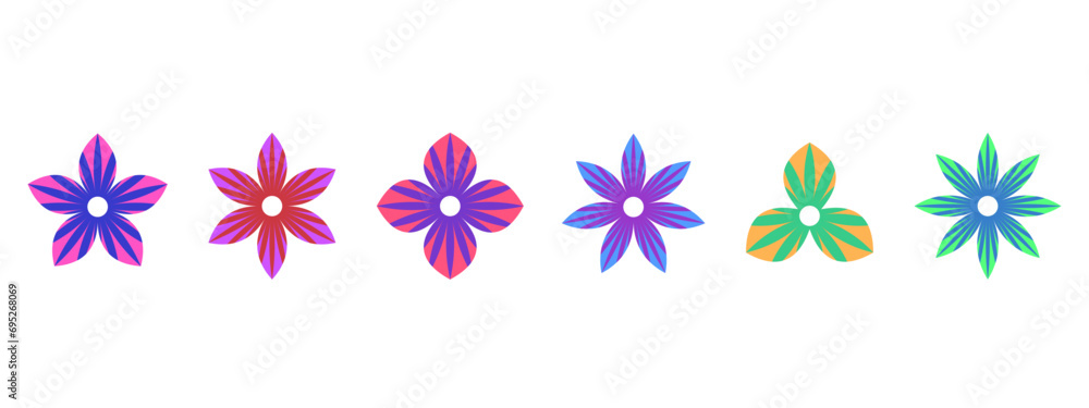 Collection of colorful little flowers isolated on transparent background – Floral elements for decorative designs