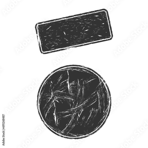 Stamp frame border. Ink seal with grunge, distress texture. Round and rectangle stamp blank design. Vector illustration.