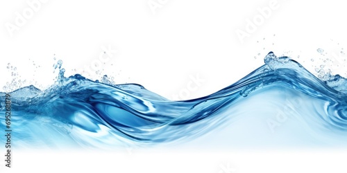 A wave of water captured on a white background. Perfect for use in designs related to water  nature  or abstract concepts