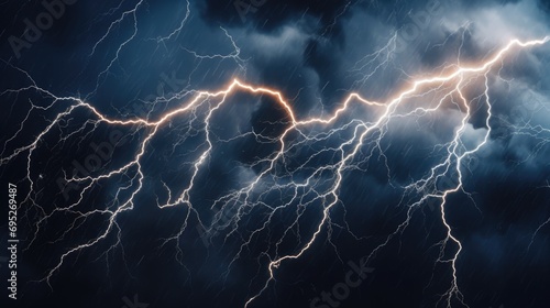 A collection of lightning bolts illuminating the sky. Perfect for adding drama and excitement to any project photo