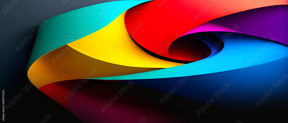3D Abstract background and goal to develop the creativity of business investments with paper rolls into futuristic rainbow geometric curve shapes. copy space, banner, website, 3d Rendering 3D Abstract background and goal to develop the creativity of business investments with paper rolls into futuristic rainbow geometric curve shapes. copy space, banner, website, 3d Rendering