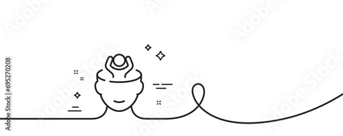 Stress line icon. Continuous one line with curl. Anxiety or Think worry sign. Mental health symbol. Stress single outline ribbon. Loop curve pattern. Vector