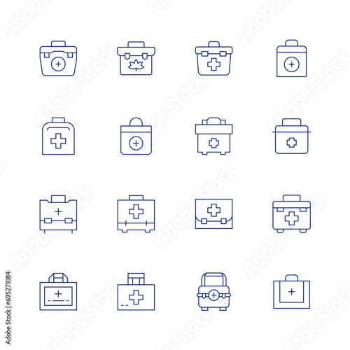First aid line icon set on transparent background with editable stroke. Containing medical kit, first aid kit.
