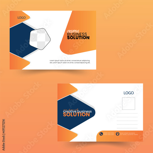 Business solution Postcard design template with photos photo