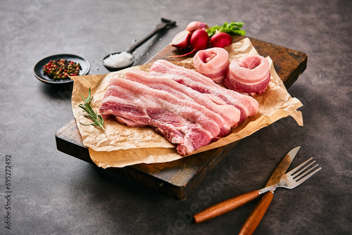 Grilled pork belly and vegetables