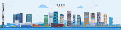 Oslo city skyline horizontal colored vector illustration	 photo