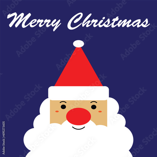 Santa claus cartoon for merry christmas greeting card isolated on dark blue background