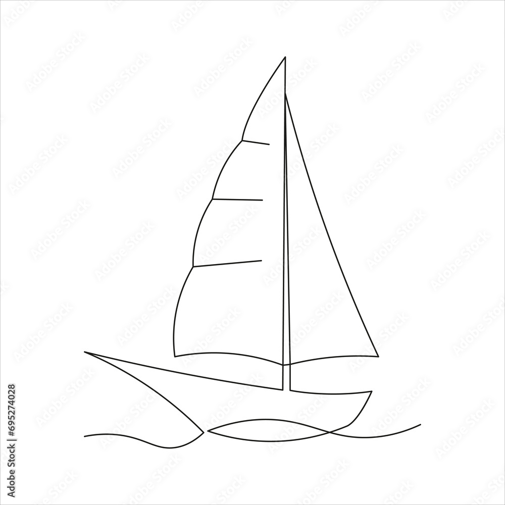 Continuous one line sailing boat drawing art design Continuous one line sailing boat drawing art design
