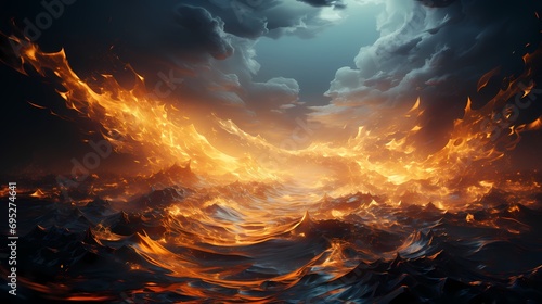 A dreamlike close-up capturing liquid flames in a captivating blend of silver and platinum colors in a surreal world
