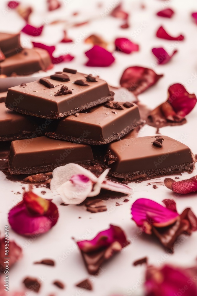 chocolates and rose petals chocolates and rose petals