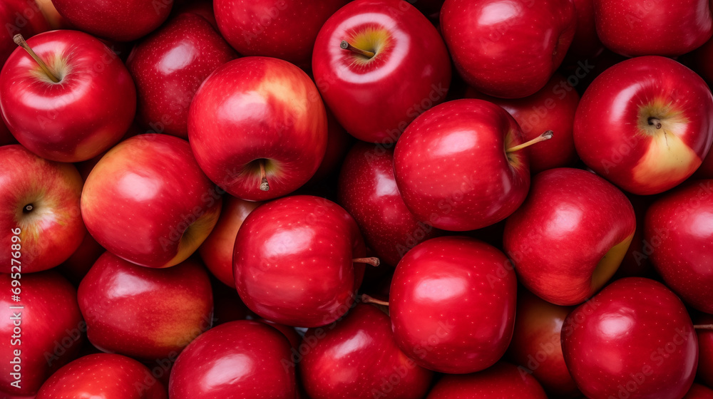 Vivid Red Apples Arranged in a Uniform Layer, Ideal for Background or Banner Use, Showcasing Freshness and Vibrancy Vivid Red Apples Arranged in a Uniform Layer, Ideal for Background or Banner Use, Showcasing Freshness and Vibrancy