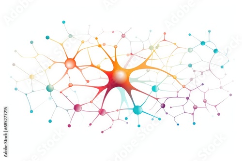 Nebula Neural Neon Brain Cell Energy 3D Icon Vector Connections, Brain Dots Pattern Neuronal Network, Vibrant Digital Art Microscopic Mycelium Membran, Colored DNA background motley radiant Wallpaper photo