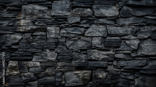 Black stone wall background texture photo