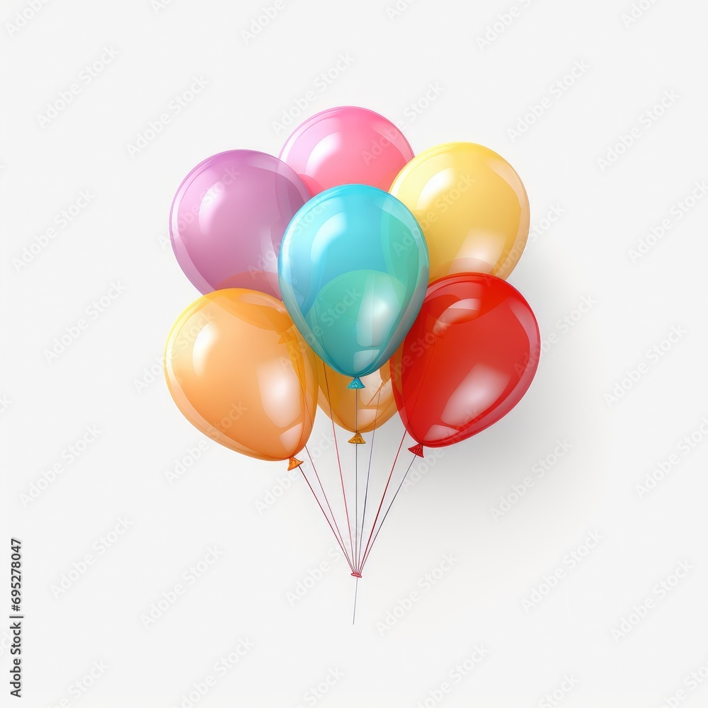 custom made wallpaper toronto digitalColorful birthday balloons on a white background, visual Art, soap bubble, Chromatic vivid Happy Birthday Party Balloon, Motley Isolated Icon Vector, Colored Helium Air Fun Kid Celebration Decoration