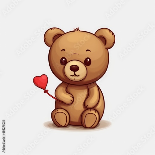 Brown teddy with red heart romantic love valentines gift, cuddly cute teddy bear plush toy stuffed animal, 3d icon vector symbol, fluffy soft isolated child toy teddy-bear, lovers valentines day gift