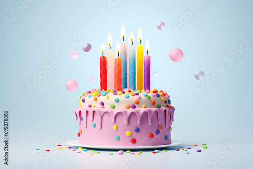 Fototapeta Colorful Birthday Cake with Candles: A Festive Design for Any Occasion