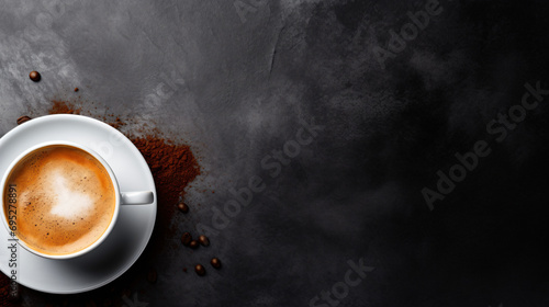 Close-Up of Fresh Cup of Coffee on Black Countertop
