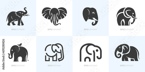 Stilisierte Elefantenlogos fürsorgliche, ausdauernde und soziale Unternehmen