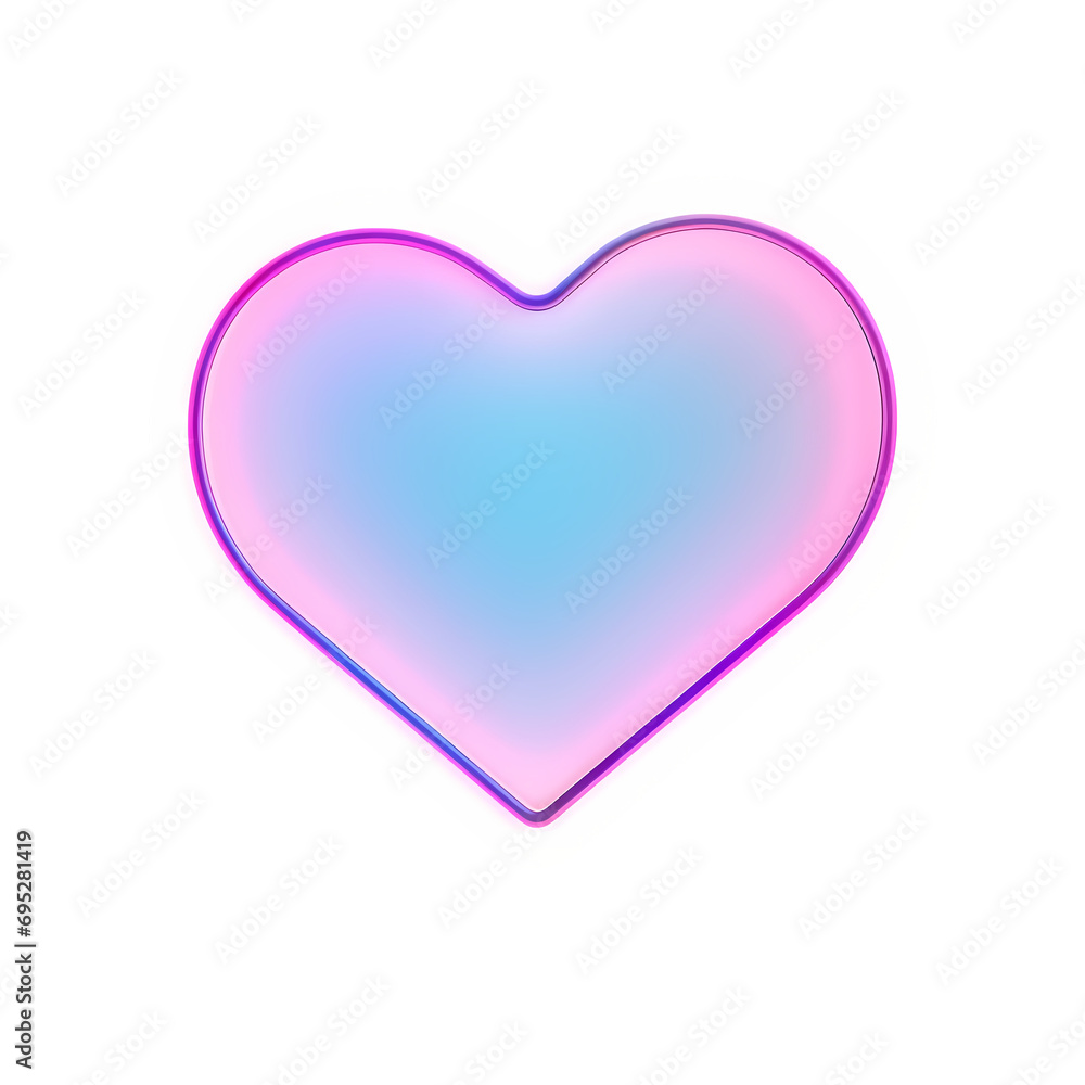 Heart shaped neon light isolated on transparent background