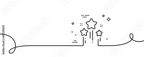 Stars line icon. Continuous one line with curl. Best ranking sign. Firework symbol. Stars single outline ribbon. Loop curve pattern. Vector