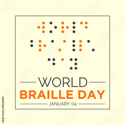 World Braille Day is celebrated every year on January 4. Vector illustration on the theme of World Braille Day. Template for banner, greeting card, poster with background.