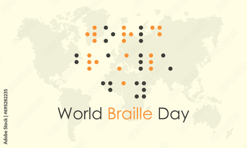 Obraz premium World Braille Day is celebrated every year on January 4. Vector illustration on the theme of World Braille Day. Template for banner, greeting card, poster with background.