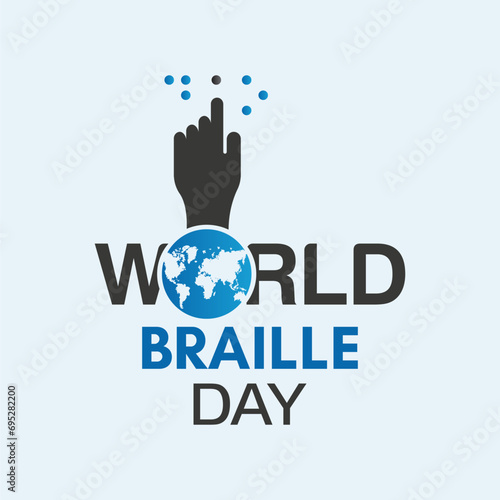 World Braille Day is celebrated every year on January 4. Vector illustration on the theme of World Braille Day. Template for banner, greeting card, poster with background.