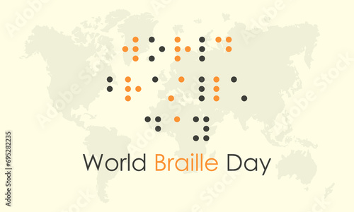 World Braille Day is celebrated every year on January 4. Vector illustration on the theme of World Braille Day. Template for banner, greeting card, poster with background.