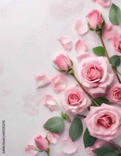 Background of Roses and Flowers - Romantic Concept for Valentine or Mother s Day