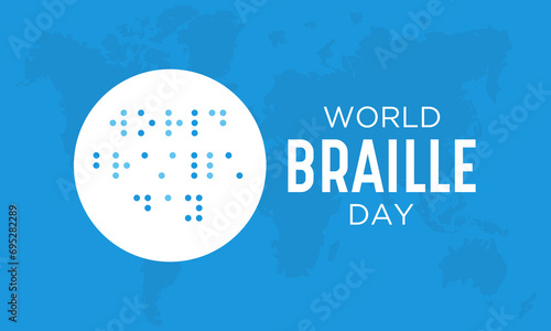 World Braille Day is celebrated every year on January 4. Vector illustration on the theme of World Braille Day. Template for banner, greeting card, poster with background.