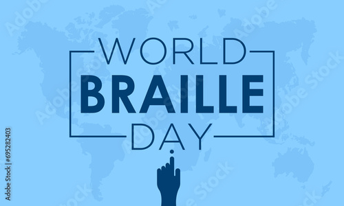 World Braille Day is celebrated every year on January 4. Vector illustration on the theme of World Braille Day. Template for banner, greeting card, poster with background.