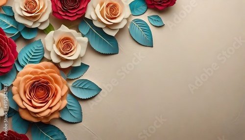 Background of Roses and Flowers - Romantic Concept for Valentine or Mother's Day photo