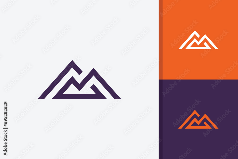 simple minimalist mountain logo design vector template - obrazy, fototapety, plakaty 