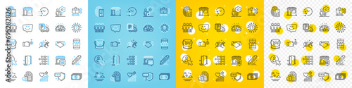 Vector icons set of Paint, Bitcoin mining and Sports stadium line icons pack for web with Market, Bill accounting, Brand contract outline icon. Food market, Star, Heart beat pictogram. Vector