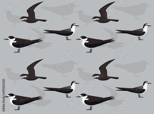 Bird Sooty Tern Noddy Cartoon Cute Seamless Wallpaper Background photo