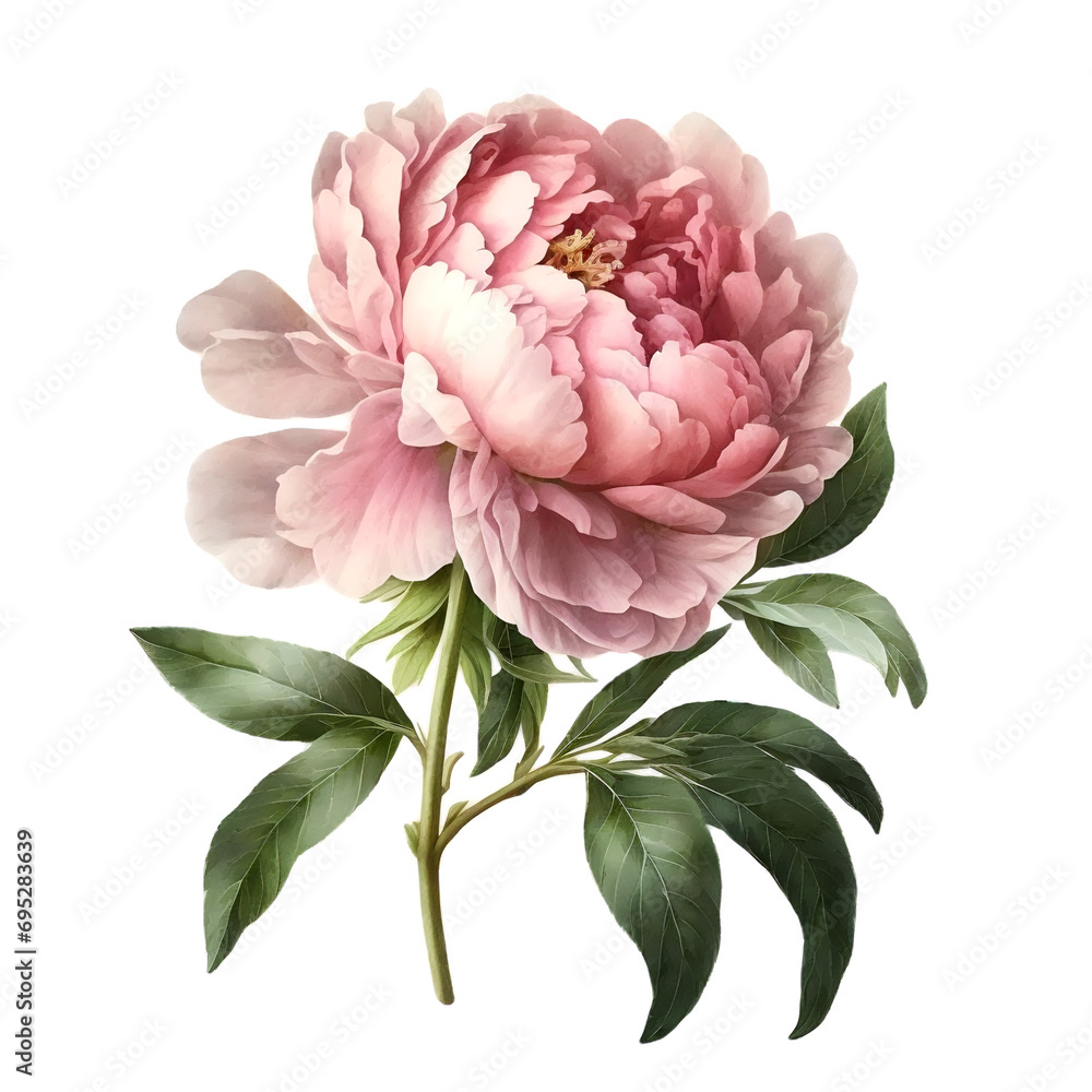 Pink watercolor peony illustration Stock Illustration | Adobe Stock