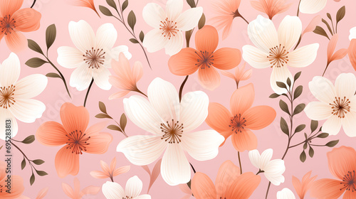 Seamless pattern with pink  and wite flowers photo