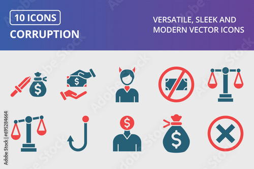Corruption Glyph Two Color Icons Set