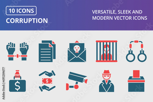 Corruption Glyph Two Color Icons Set