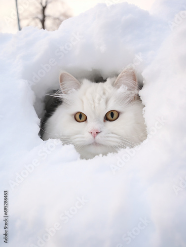 a cat inside snow created with Generative Ai