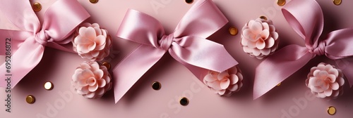 Gift Box Pink Ribbon White Polka , Banner Image For Website, Background, Desktop Wallpaper