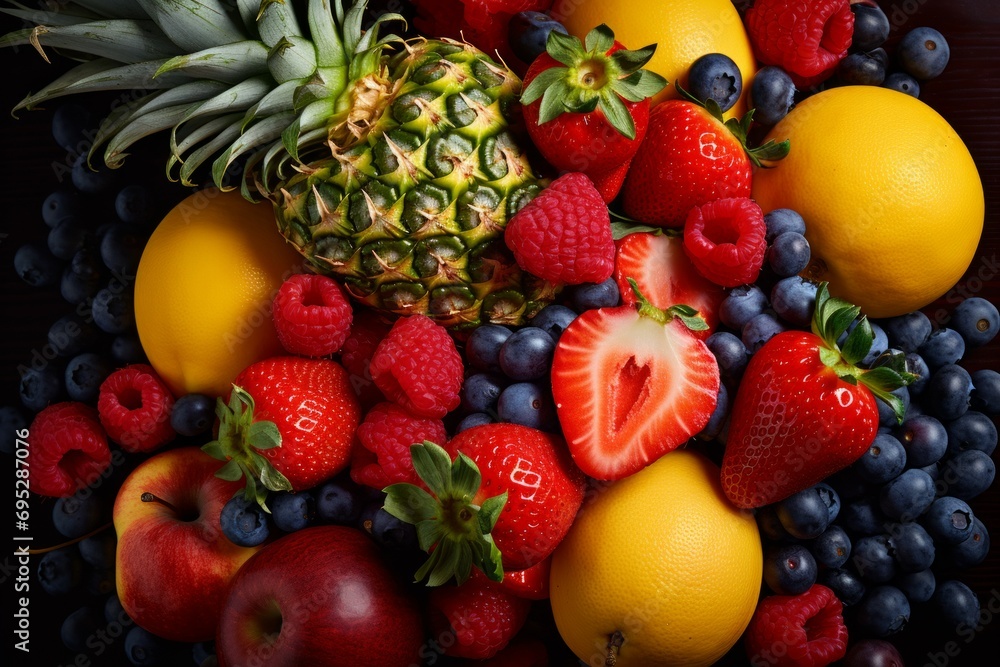 Fruits, Fresh fruits assorted fruits colorful background.Vitamins natural nutrition concept.