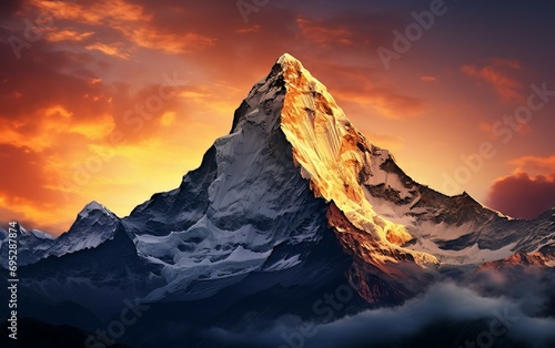 Majestic Snow-Capped Peak at Dawn