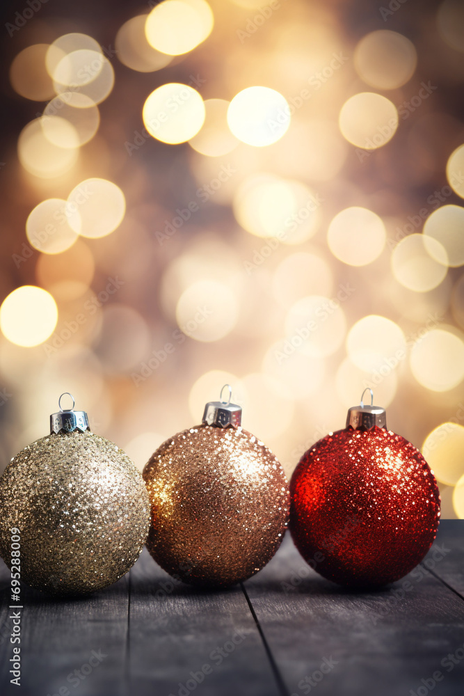 Glittering Christmas decorations against a blurry bokeh backdrop created with Generative Ai Glittering Christmas decorations against a blurry bokeh backdrop created with Generative Ai