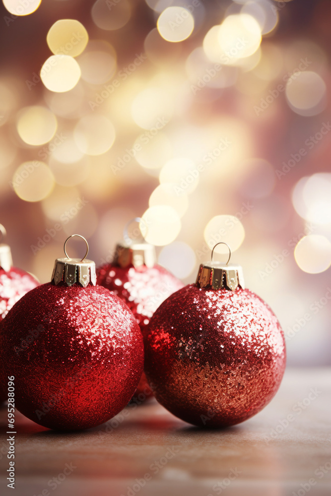 Glittering Christmas decorations against a blurry bokeh backdrop created with Generative Ai Glittering Christmas decorations against a blurry bokeh backdrop created with Generative Ai