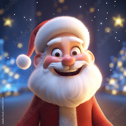3D animation style, Christmas evening, winking Santa face cross up created with Generative Ai