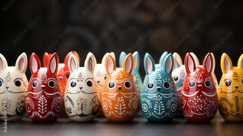 Easter Rabbits Painted Eggs On White, Background HD, Illustrations
