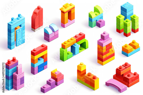 Bright details of the children's brick block building toys