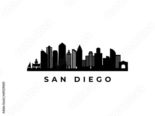 Vector San Diego skyline. Travel San Diego famous landmarks. Business and tourism concept for presentation, banner, web site. photo